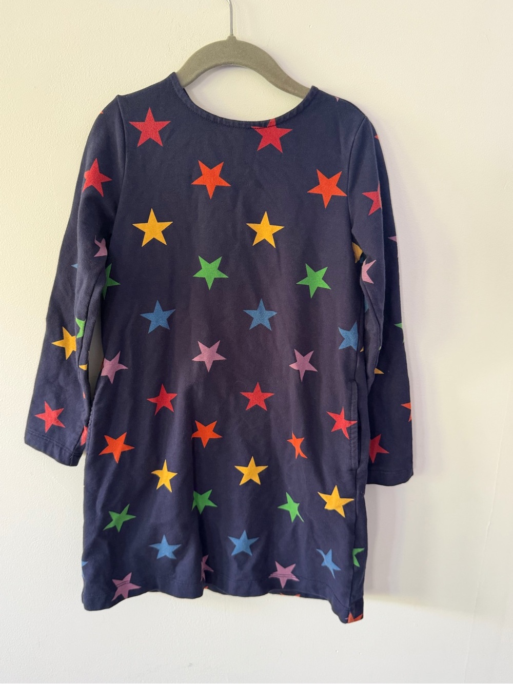 Primary Navy Star Print Long Sleeve Dress